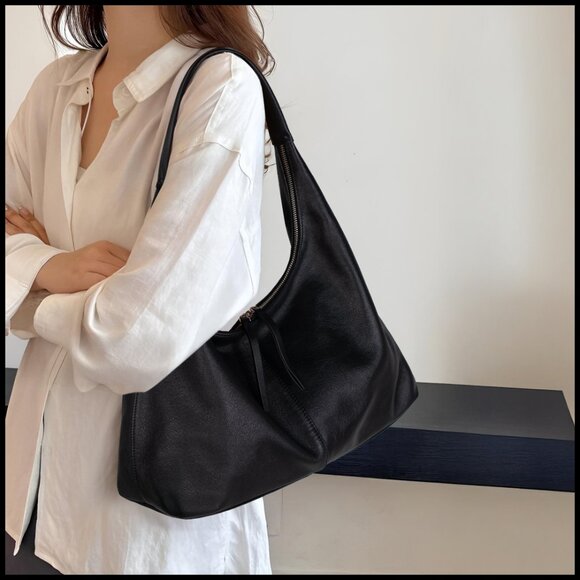 Large Slouchy Hobo Tote Bag Ultra Soft Suede Leather Lightweight Shoulder - Picture 7 of 7